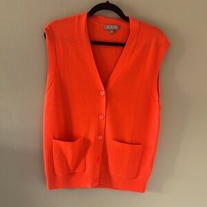 J. Crew Women's Emilie V-Neck Button Front Sweater Vest Bright Orange Size XS
